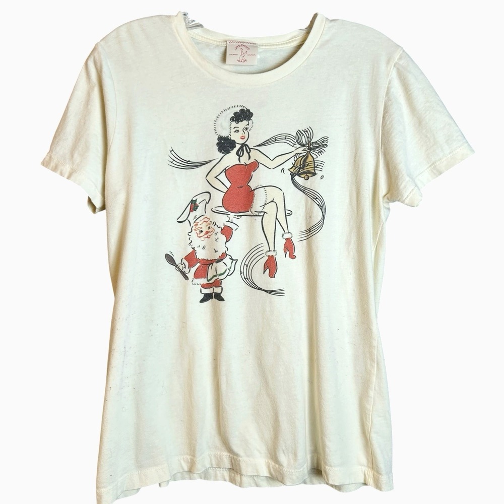 Mischief Made Women's Jingle Bells Holiday T Shirt Ivory Size XL  T-Shirt USA
